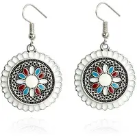 Deja Jewels Ronde zilverkleurige dames oorbellen Ibiza multicolor wit