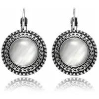 Deja Jewels Ronde zilver dames oorbellen oorhangers met zilver opaal