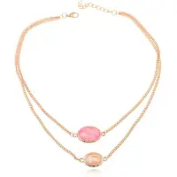 Deja Jewels Gelaagde goudkleurige verstelbare Boho stijl ketting met roze stenen