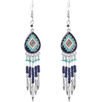 Deja Jewels Dames oorbellen Bohemian met kraaltjes multicolor blauw