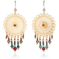 Deja Jewels Dames oorbellen oorhangers rond met multicolor kraaltjes