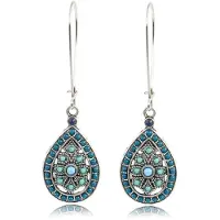 Deja Jewels Dames druppel Boho oorbellen zilver turquoise multicolor stenen