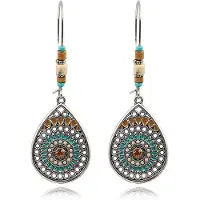 Deja Jewels Dames druppel Boho oorbellen zilver multicolor turquoise stenen