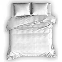 Satin d'or Dekbedovertrek Satijn Streep Wit Satijn-260 x 200 / 220 cm | Extra Breed