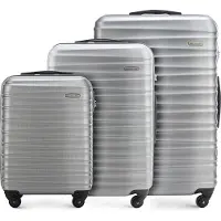 WITTCHEN GROOVE Line Modern Stevige Kofferset (S,M,L) - 3 Stuks - Trolley Koffer - Reiskoffer - Met 4 Wielen - Cijferslot - Grijs - Brandbestendig - Van ABS