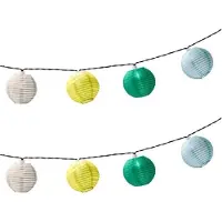Lumineo 3x stuks solar lampion tuinverlichting/feestverlichting wit, geel, groen, lichtblauw 3.5m - Partyverlichting Lichtsnoeren