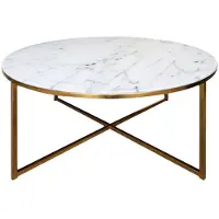 Ebuy24 Ava salontafel marmerprint, goudkleurig onderstel.