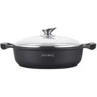 Royalty Line Marmercoating Wijde Braadpan - Zwart - Met glazen afdekplaat - 28 cm