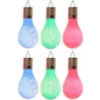 Lumineo 6x Buitenlampen/tuinlampen lampbolletjes/peertjes 14 cm blauw/groen/rood - Buitenverlichting