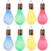 Lumineo 8x Buitenlampen/tuinlampen lampbolletjes/peertjes 14 cm blauw/groen/geel/rood - Buitenverlichting