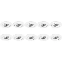 BES LED Spot Armatuur 10 Pack - Pragmi Uranio Pro - GU10 Inbouwspot - Rond - Wit - Aluminium - Kantelbaar - Ø82mm
