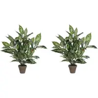 Mica Decorations 2x Groene Dieffenbachia kunstplanten 70 cm met pot - Kunstplanten