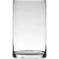 Hakbijl Glass Glazen bloemen cilinder vaas/vazen 25 x 15 cm transparant - Vazen