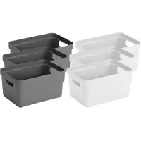 Sunware Set van 10x stuks opbergboxen/opbergmanden 5 liter kunststof wit en antraciet - Opbergbox