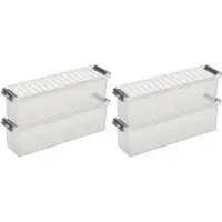 Sunware 4x Kunststof stapelbare opbergbak 1,3 liter 27 x 8,4 x 9 cm - Opbergbox