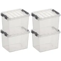 Sunware 4x Kunststof stapelbare opbergbak 3 liter 20 cm - Opbergbox