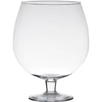 Hakbijl Glass Vaas Brandy - op voet - transparant glas - 7l - 30 cm - Bloemen/Terrarium vaas - Vazen