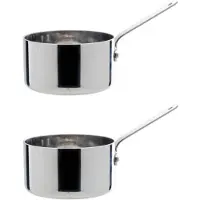 Cosy & Trendy Set van 2x stuks mini steelpan/sauspan RVS 8 cm - Steelpannen