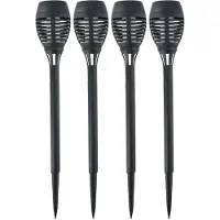 Grundig 4x Buitenlamp/tuinlamp fakkels met vlameffect 48 cm zwart op steker - Fakkels