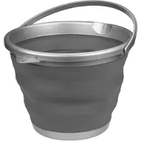Abbey camp Opvouwbare Emmer - 10 Liter - Grijs/Antraciet - Met Handvat - Compact Opvouwbaar