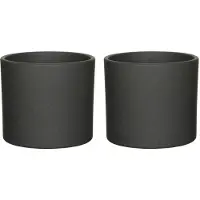 Mica Decorations 2x stuks bloempotten mat donkergrijs keramiek voor kamerplant H17.5 x D19.5 cm - Plantenpotten