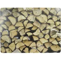 Mars & More 4x Stuks Rechthoekige Placemats Openhaard Hout Print Kurk 30 X 40 Cm - Placemats