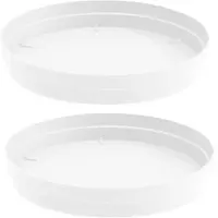 Eda 2x stuks bloempot kunststof onderschalen Toscane wit D15 cm - Plantenpotten