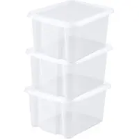 Eda 3x stuks kunststof opbergboxen/opbergdozen wit transparant L44 x B36 x H25 cm stapelbaar - Opbergbox