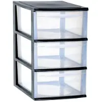 Eda Ladenkast/bureau organizer zwart stapelbaar A4 met 3x lades L26 x B36 x H41 cm - Ladeblok