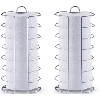 Zeller 2x Zilveren metalen keukenrolhouders rond half dicht 15 x 30 cm - Keukenrolhouders