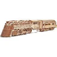 Wood Trick Atlantic Express Train 3D houten puzzels voor volwassenen en kinderen om te bouwen - 26,7 x 4 inch - Ritten tot 9 ft - Modelset voor mecha