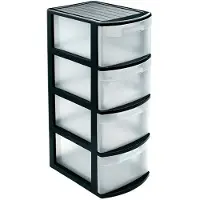 Forte Plastics Ladeblok/bureau organizer met 4x lades zwart/transparant L39 x B28.5 x H78 cm - Ladeblok