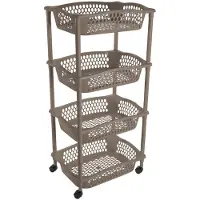 Hega hogar Keuken Opberg Trolleys/roltafels Met 4 Manden 86 Cm Taupe/beige - Opberg Trolley