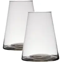 Hakbijl Glass Set van 2x stuks transparante home-basics vaas/vazen van glas 24 x 17 cm Donna - Vazen