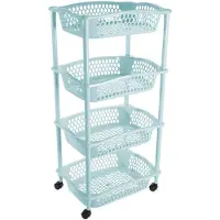 Hega hogar Keuken opberg trolleys/roltafels met 4 manden 86 cm lichtblauw - Opberg trolley
