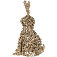 Clayre & Eef Beeld Konijn 25x42 cm Bruin Zeegras Woonaccessoires Bruin Woonaccessoires