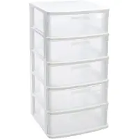Forte Plastics Ladeblok/bureau organizer met 5x lades wit/transparant L40 x B39 x H81 cm - Ladeblok