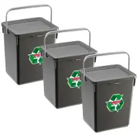 Forte Plastics 3x stuks opslagboxen/emmers kunststof met deksel antraciet 5 liter 20 x 17 x 23 cm - Opbergbox