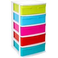 Forte Plastics Ladeblok/bureau Organizer Met 5x Lades Multi-color/wit L40 X B39 X H81 Cm - Ladeblok