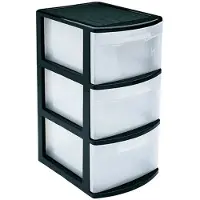 Forte Plastics Ladeblok/bureau organizer met 3x lades zwart/transparant L39 x B28.5 x H58.5 cm - Ladeblok