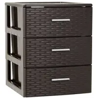 Forte Plastics Ladeblok/bureau organizer met 3 lades rotan bruin 39,5 x 36,5 x 46,5 cm - Ladeblok