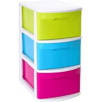 Forte Plastics Ladeblok/bureau Organizer Met 3x Lades Multi-color/wit L39 X B28.5 X H58.5 Cm - Ladeblok