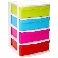 Forte Plastics Ladeblok/bureau organizer met 4x lades multi-color/wit L40 x B39 x H65 cm - Ladeblok