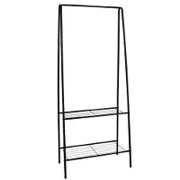 Relaxwonen - Kledingrek - Zwart - met 2 planken voor schoenen - Snel & makkelijk neer te zetten