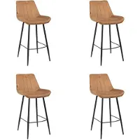 Bronx71 Industriële barkruk Brooke cognac 72 cm - Barkrukken set van 4.