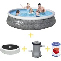 Bestway Zwembad - Fast Set - 396 x 84 cm - Inclusief zonnescherm, filterpomp en filter