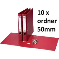 Quantore 10 x Ordner - A4 - 50mm breed - PP kunststof - bordeaux