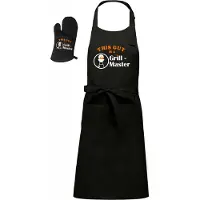 Kariban Mijncadeautje - BBQ-schort - Grill Master BBQ- zwart - XXL 97 x 68 cm - gratis BBQ- handschoen