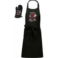 Kariban Mijncadeautje - Luxe Barbecue schort - BBQ chef - met voornaam - zwart - gratis BBQ- handschoen