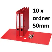Quantore 10 x Ordner - A4 - 50mm breed - PP kunststof - rood